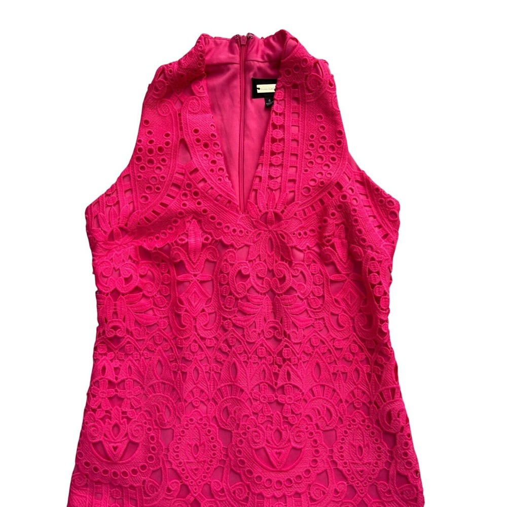 Pink Lace Dress Sleeveless High Neck V-Cutout‎ D3515 Size 4 - Picture 2 of 9